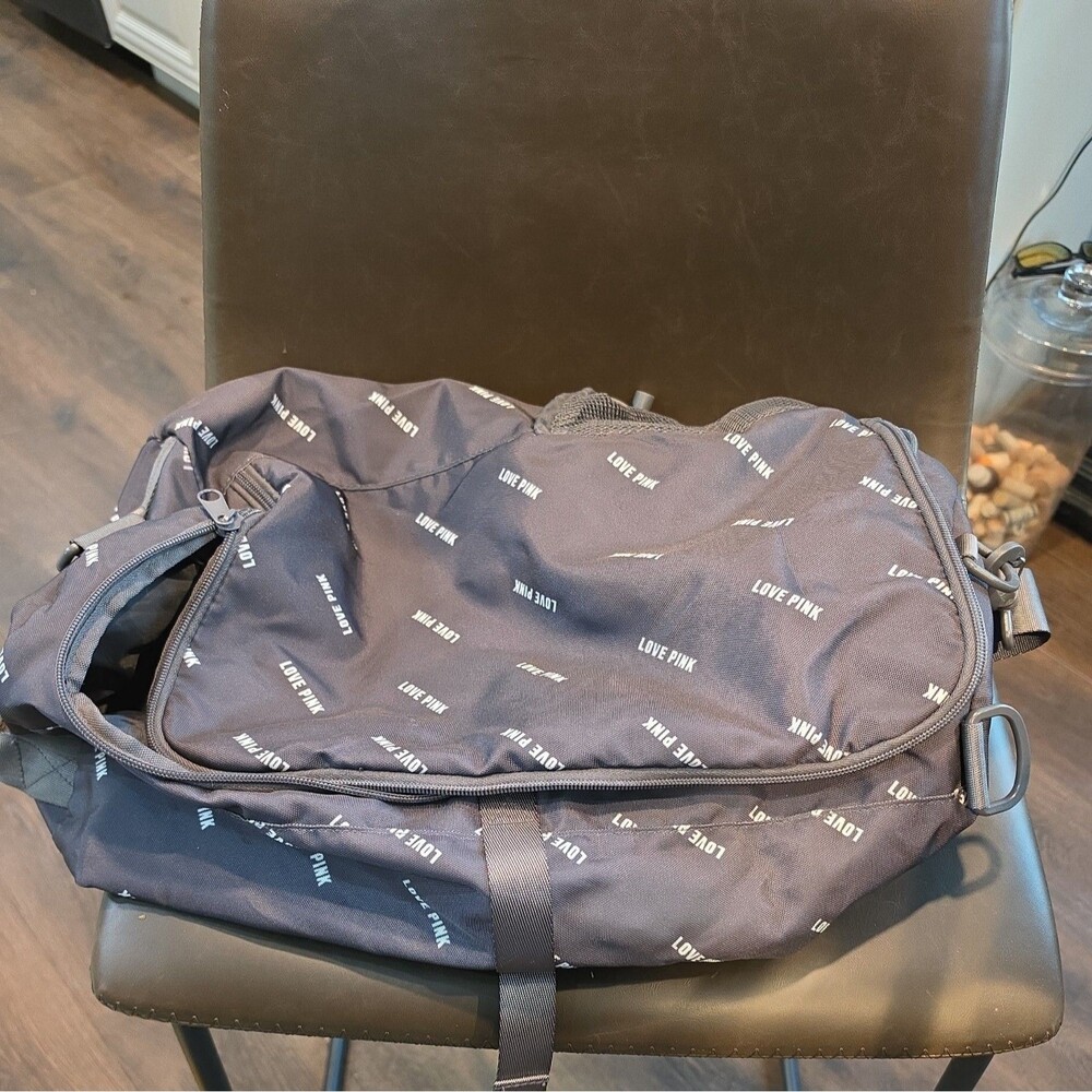 Victoria's Secret Pink CAMPUS CONVERTIBLE DUFFLE Gym Bag Dark Charcoal